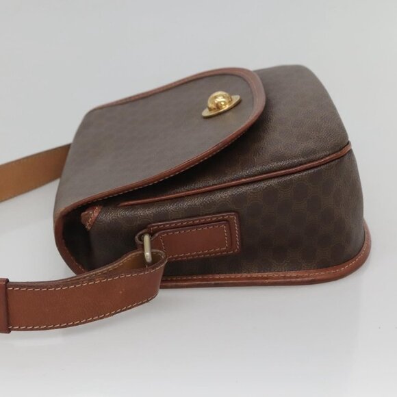 CELINE Macadam Canvas Shoulder Bag PVC Leather Brown Gold Auth - Picture 5 of 16